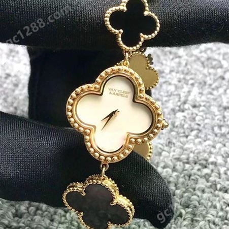 奢华商品-VCA/梵克雅宝-ALHAMBRA系列腕表-贝母和缟玛瑙搭配表链-梵克雅宝二手手表鉴定