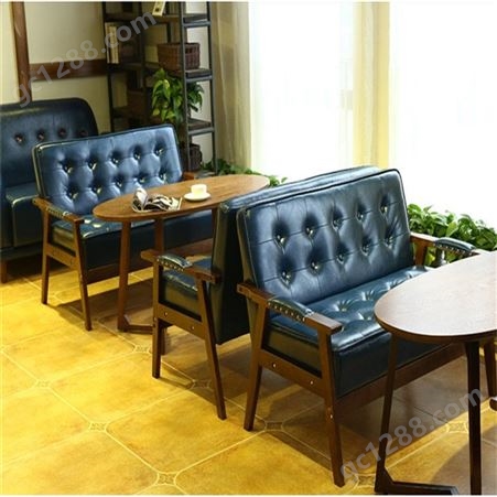 青岛卡座沙发 实木板式卡座沙发 西餐厅酒吧奶茶甜品店 接待洽谈椅