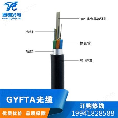 4芯非金属架空铠装光纤12芯36芯GYFTA-8B1.3单模管道24芯通信光缆