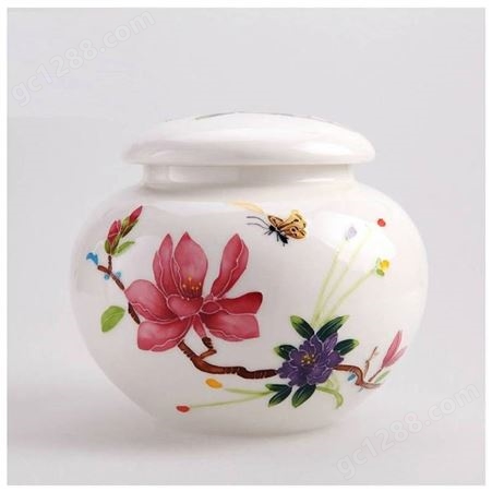 中式创意陶瓷储物罐 圆形陶瓷储茶罐人参藏红花罐子定制