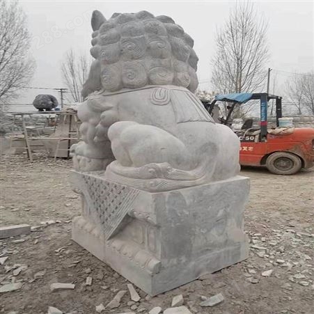 南通青石石狮子加工厂家 2.6米高手工雕刻狮子 石雕北京狮