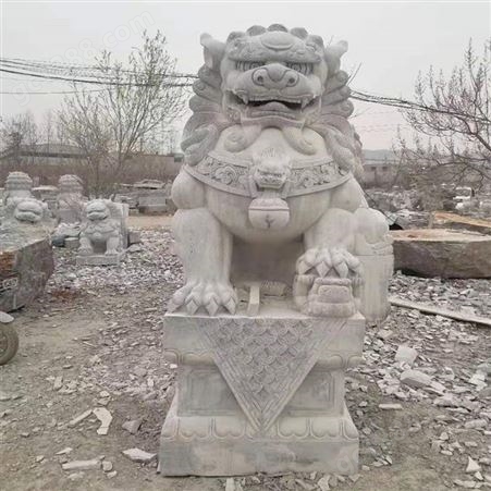 南通青石石狮子加工厂家 2.6米高手工雕刻狮子 石雕北京狮