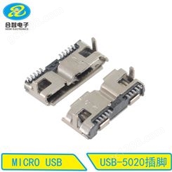 USB插座MICRO5P双口插脚USB连接器防水MICROUSBUSB母座