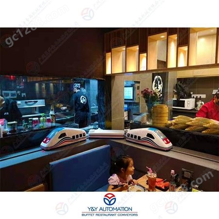昱洋智能有轨送餐和谐号新干线列车送餐设备_有轨列车火车餐厅设备