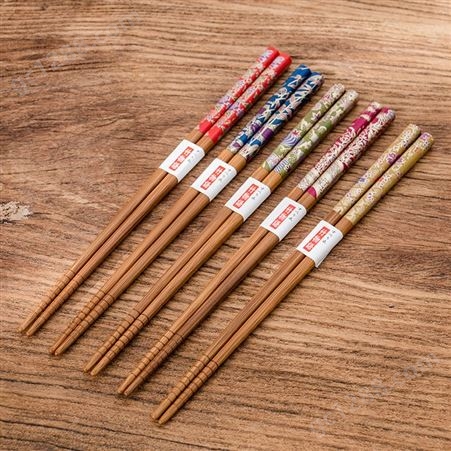 美浓烧 日本进口尖头筷子家用实木5双 日式和风寿司木质防滑筷