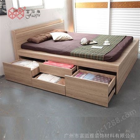 床现代简约北欧主卧双人储物床经济型公寓板式床