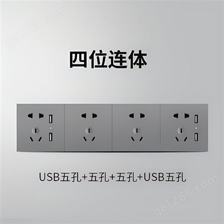 五孔带USB开关 一开双控开关供应销售 力口加 86型开关插座