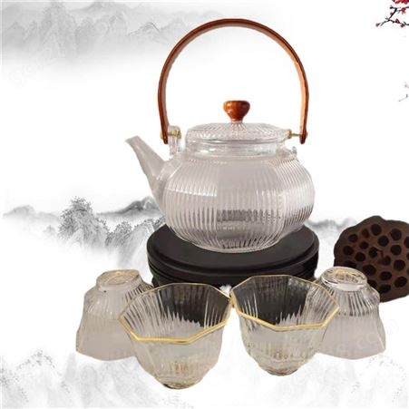 沧州供应  宫灯玻璃茶具   创意套装功夫茶具  家用大号玻璃茶壶   手工吹制玻璃   公道杯