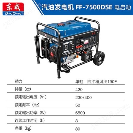 东成 汽油发电机 6.5KW单/三相发电机FF-7500DSE 小型便携发电机组