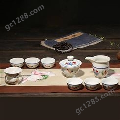 景德镇家用客厅简约陶瓷茶壶茶杯套装 斗彩鸡缸杯便携功夫茶具礼品
