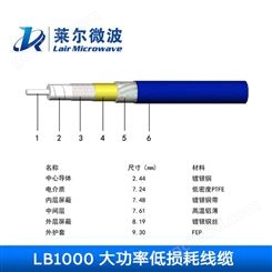 莱尔微波LB1000大功率耐高温低损耗电缆 可定制