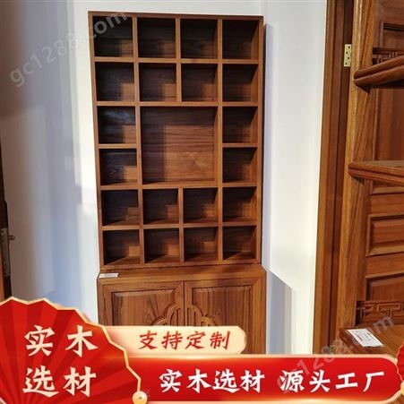 森雕木工 佛山办公家具厂家 多功能组合高柜 简约榆木茶室柜茶具展示柜