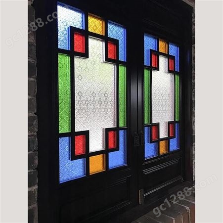 森雕工厂定制西关特色实木花格玻璃满洲窗木格花窗仿古玻璃门窗