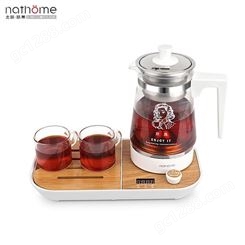 nathome/北欧欧慕煮茶器NZC066玻璃电热水壶不锈钢恒温自动喷淋电茶炉0.6L茶水分离循环加热 批发包邮