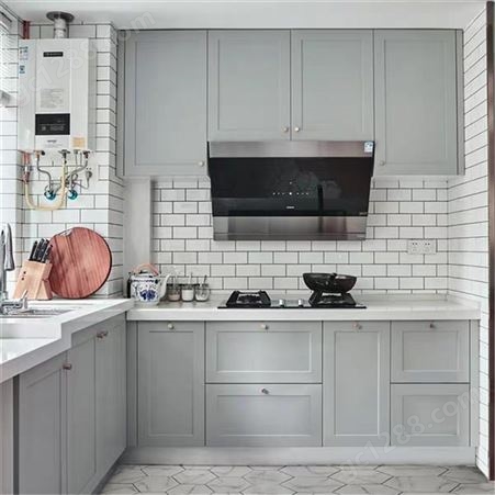 整体橱柜定做 现代简约小户型厨房灶台柜 简单组合石英石L形定制 厂家雅赫软装