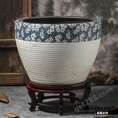 定制陶瓷金鱼缸直径1.5m 荷花碗莲睡莲盆工厂可加图案