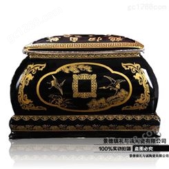 骨灰盒 方形黑色寿盒陶瓷棺材